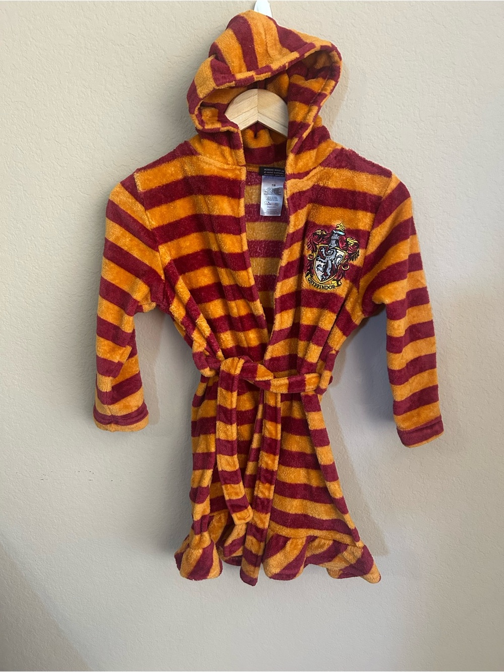 Harry Potter Gryffindor Kids' Hooded Bathrobe Maroon & Gold Stripes
